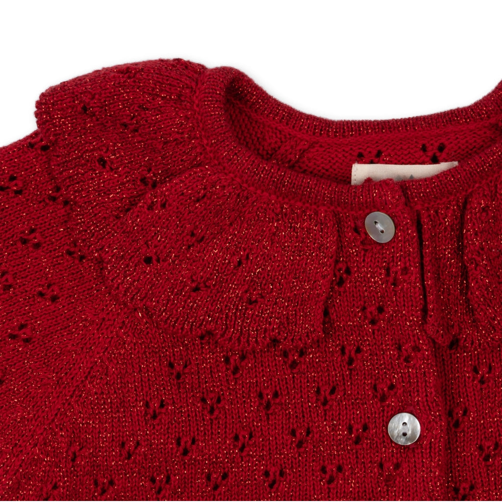 HOLIDAY KNIT CARDIGAN - Red