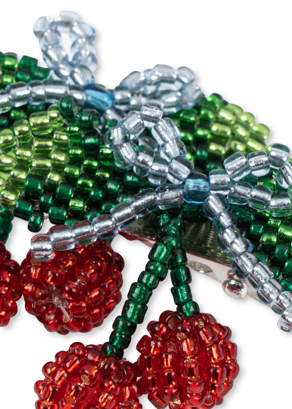 2 PACK BEADED CHERRY BOW HAIR CLIP