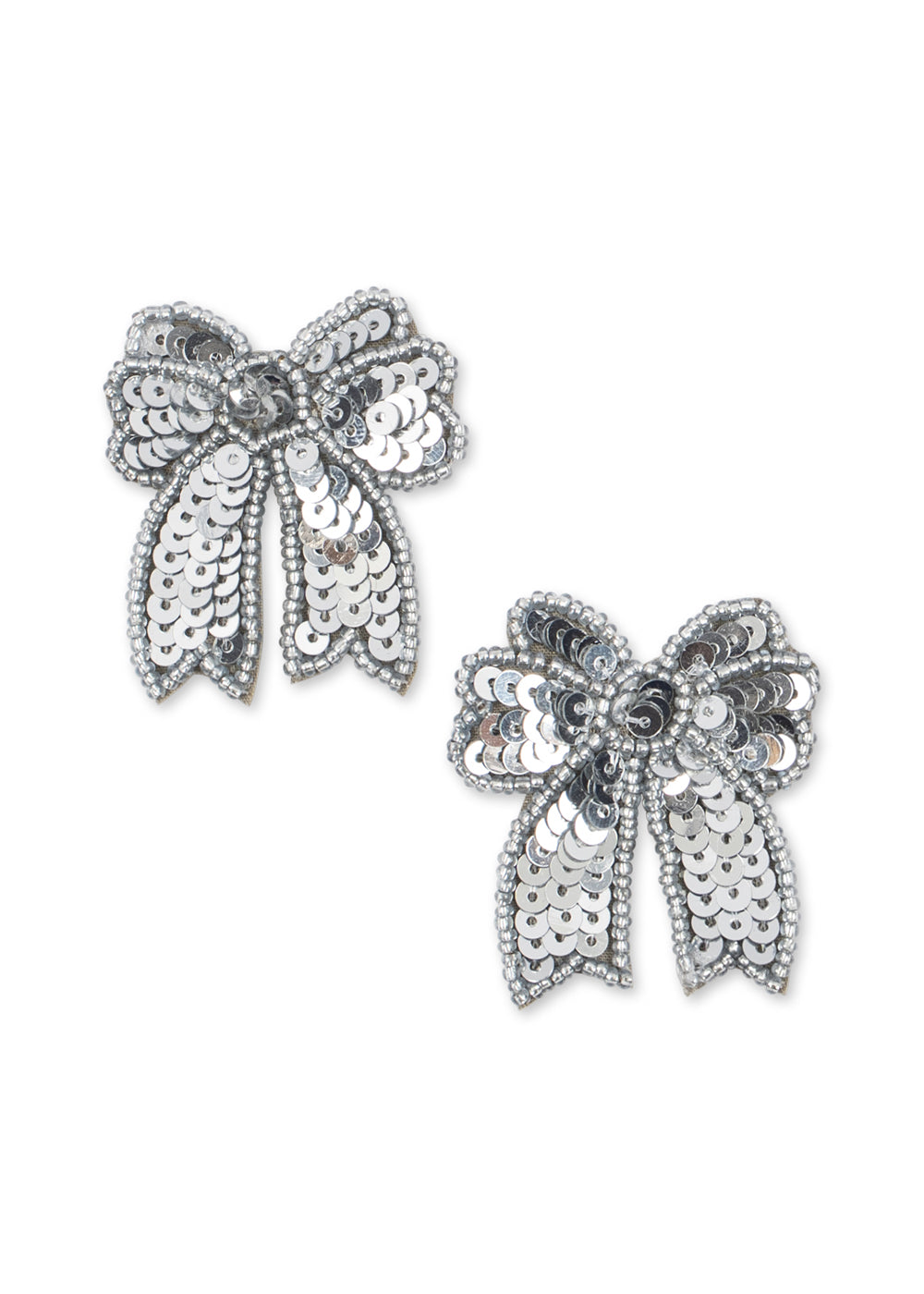2 PACK SEQUIN BOW HAIR CLIP – SILVER