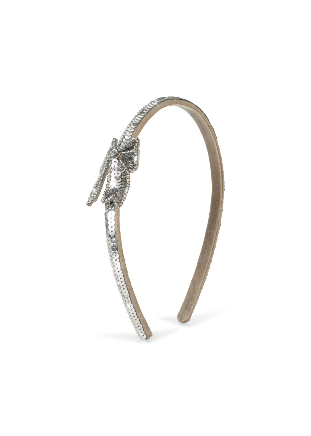 SEQUIN BOW HAIRBRACE – SILVER