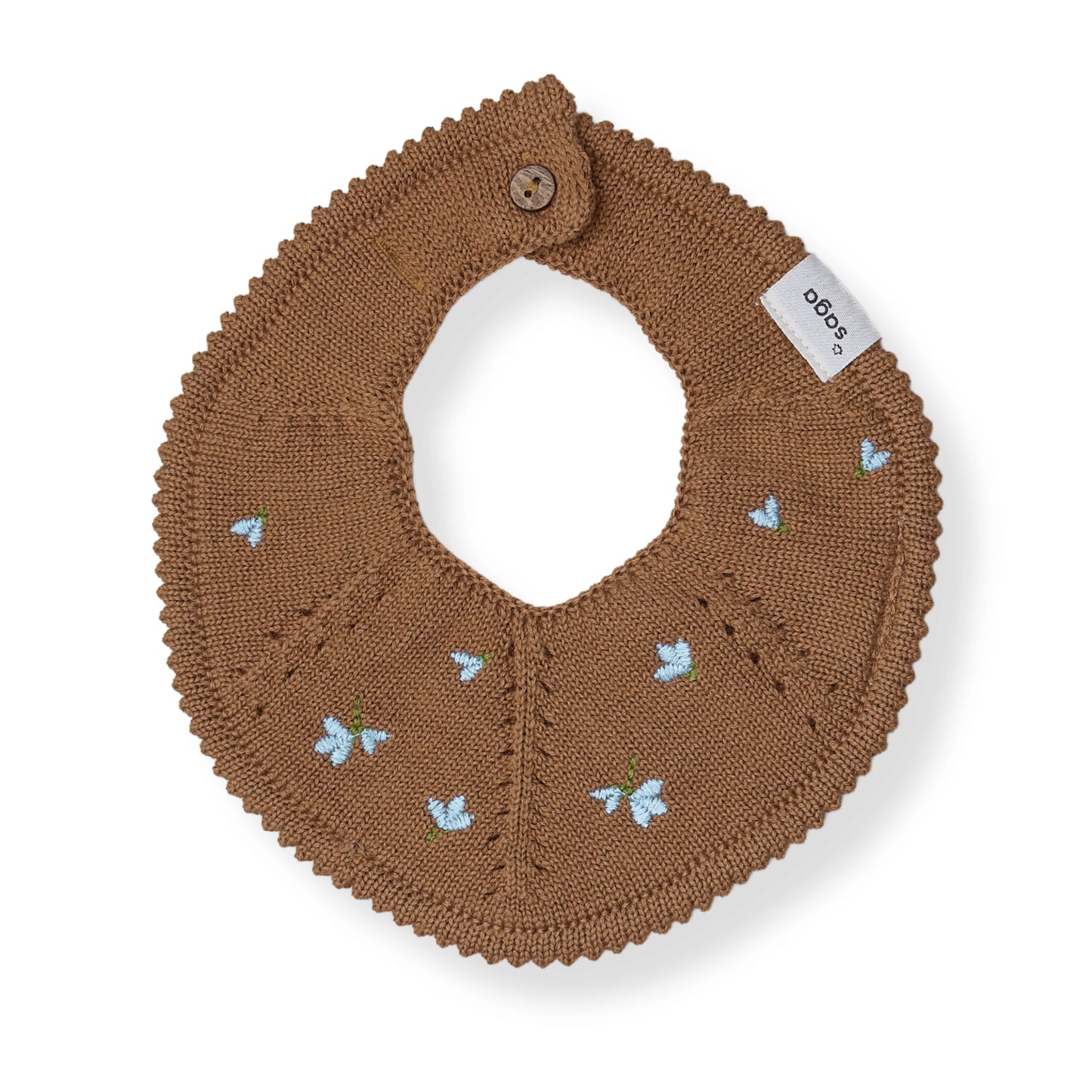 Knitted Bib - Flora - Blueberry on Tahin