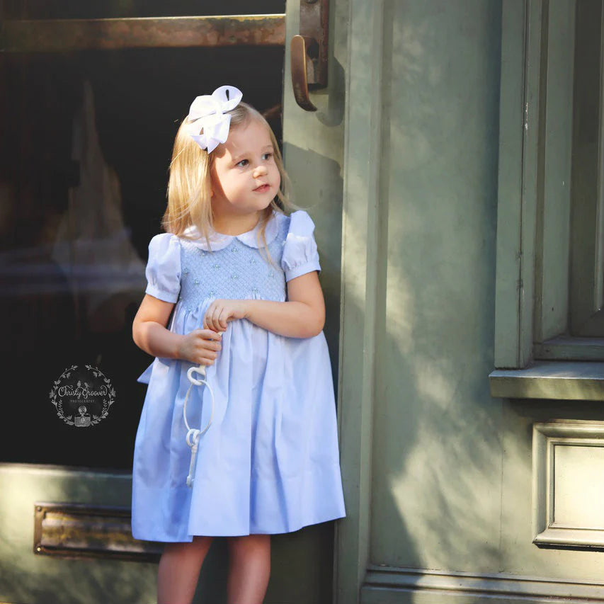 Scalloped Pearl Smocked Dress