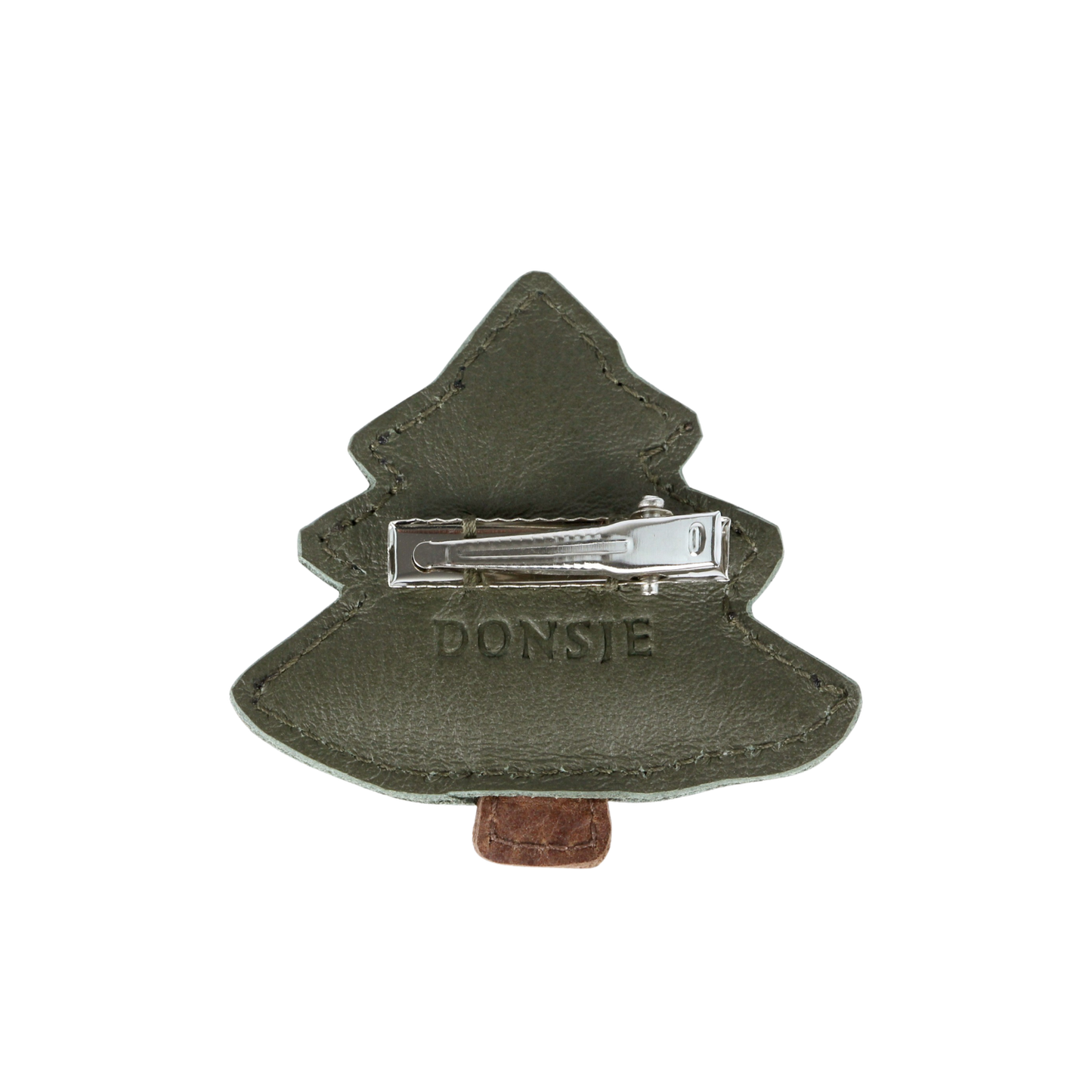 Wonda Hairclip  | Christmas Tree | Olive Leather