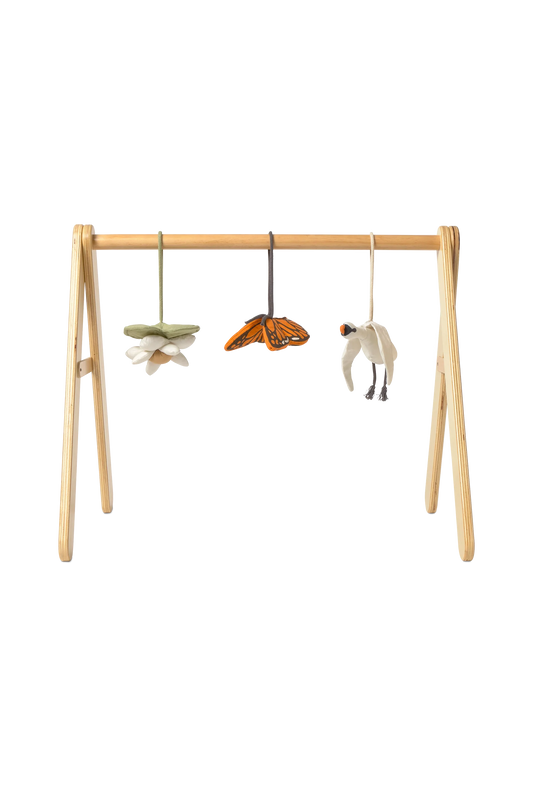 Baby Gym With Set Of 3 Rattle Toy Hangers - Swan