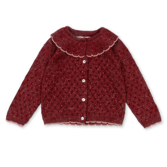 HOLIDAY KNIT CARDIGAN - RED DAHLIA