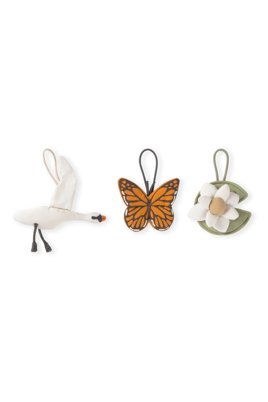 Set Of 3 Rattle Toy Hangers - Swan