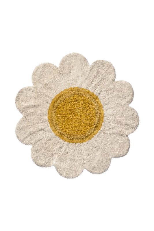 Washable Rug White Daisy
